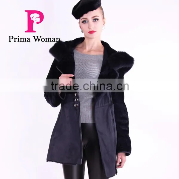 2016 New Design Medium Length Winter Women Slim Fit Woolen Coat With Belt photo-4