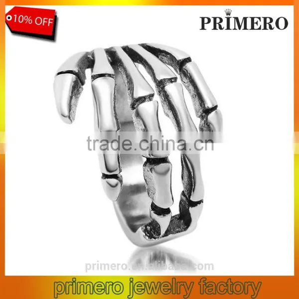 New Arrival Fashion Punk Stainless Steel Skull Bone Claw Hand Rings For Man Factory Price