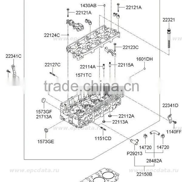 Cylinderhead 2.5 VGT CRDI Set for Engine Diesel D4BF From Mobis Manufacture photo-2