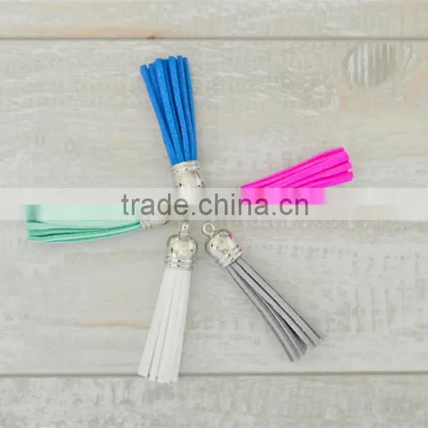 Personalized Customized Match Enamel Suede Tassel Monogram Keychains photo-4