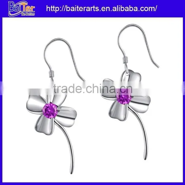 Wholesale Heart Shaped 925 Sterling Silver Amethyst Earrings Stud photo-4
