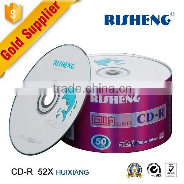 RISHENG 52X 700MB banana blank cd/ Blank 120 minute cd r/shrinkwrap 52X blank cd stock
