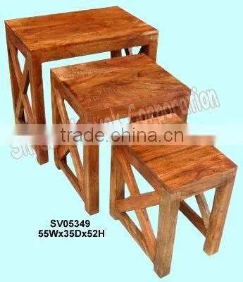 wooden nest of table,wooden stool set,living room furniture,home furniture, indian wooden furniture,shesham wood furniture