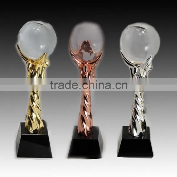 Wholesale Trophy With Oem Customized Award k9 Glass Globe Ball Black Crystal Base Awards photo-4