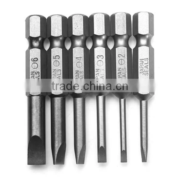 6pcs 50mm 2.0-6.0mm Flat Head Slotted Tip S2 Screwdrivers Bits photo-5