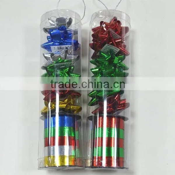 Gift Wrapping Metallic Ribbon and Bow