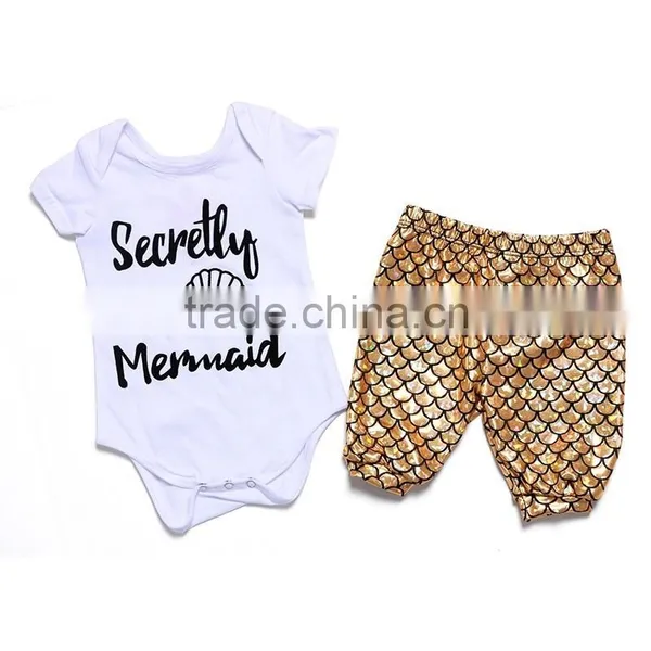 Newborn Baby Clothes Baby Bodysuit With Capri in Set Mermaid Outfits photo-3