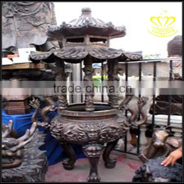 The Bronze Censer Temple Round Rectangle Copper Incense Burner photo-4