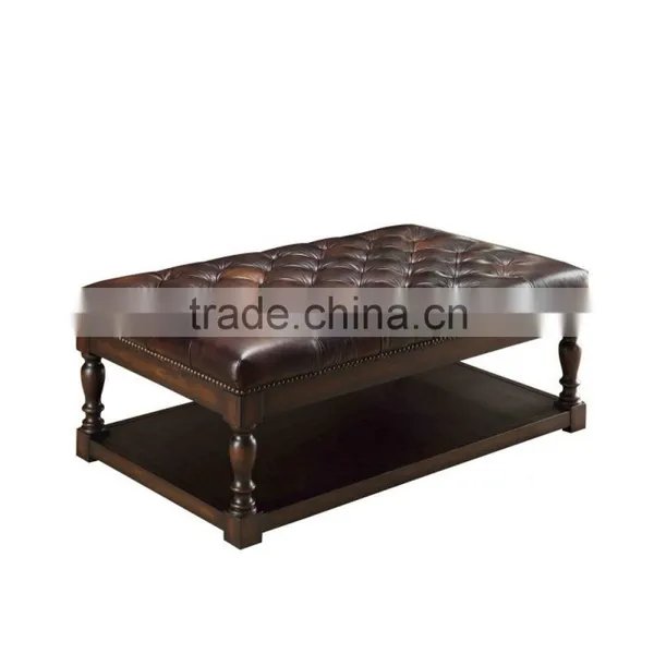 Antique Storage Leather Ottoman YO7005