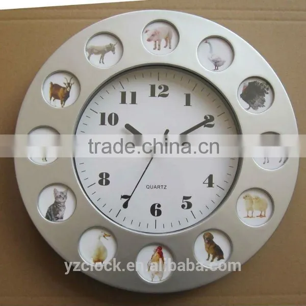 Round Photo Frame Wall Clock With 12 Bird Pictures and Sound photo-2