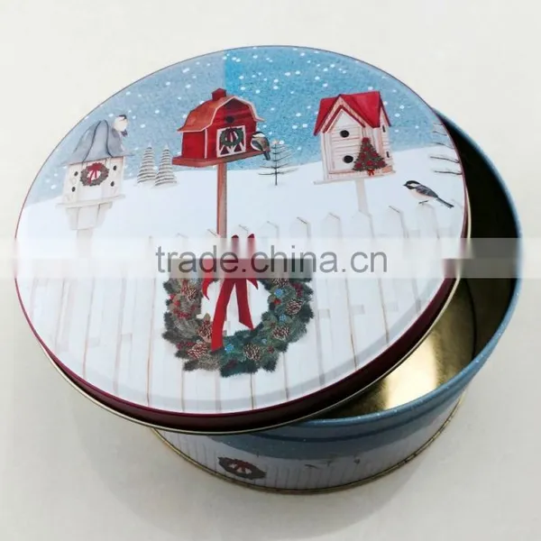 Round Christmas Nesting Tin Boxes Set for Cookies/cupcake photo-4