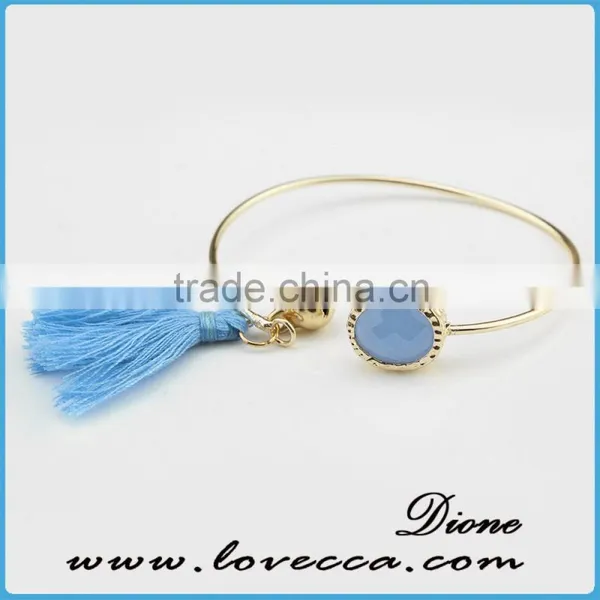 Turquoise Macrame Tassels Purl Jewelry Brazilian Art Glass Bali Brass Bell Bracelet photo-3