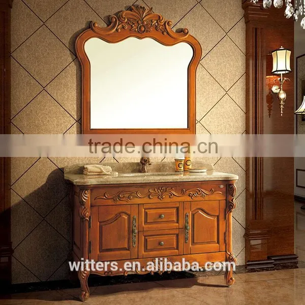 WTS-8333O Royal Traditional Baroque Single Antique Bathroom Vanity With Basin Vanity Unit Top photo-4
