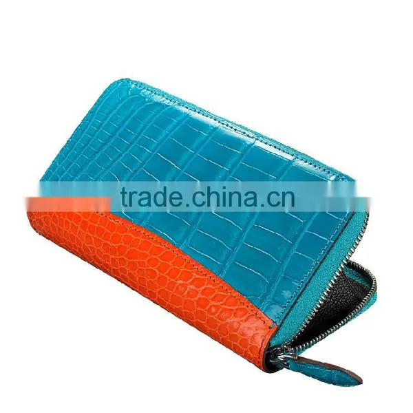 Fashion Long Design Crocodile Skin Lady Zipper Wallet Genuine Leather Wallet Women photo-2