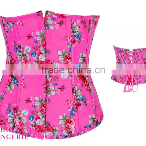 2015 Newest Cheap Print Flower Waist Training Corsets for Women photo-2