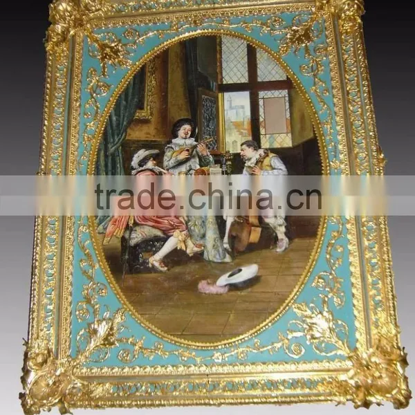 Luxury European Gold Plated Copper Mounted Ceramic Art Fresco photo-2