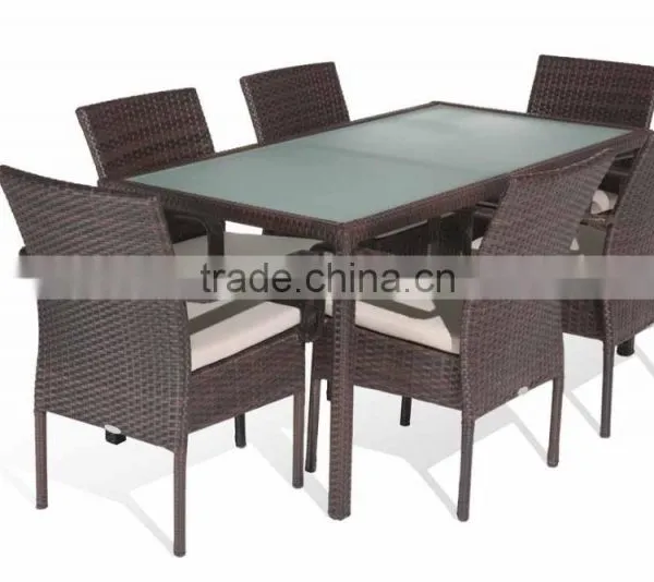 2017 Trade Assurance Weatherproof Rectangular Seagrass Wicker Cheap Dining Table Set photo-2