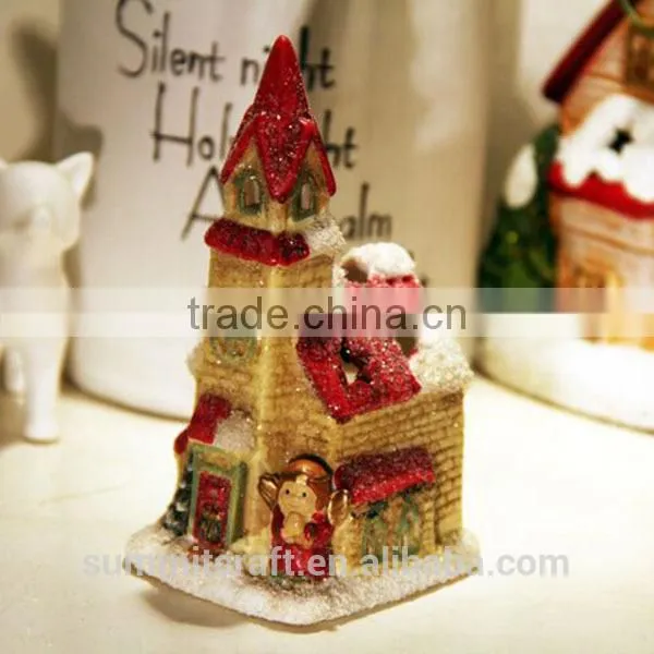 Handmade Resin Christmas Decoration House Candle Holder photo-3
