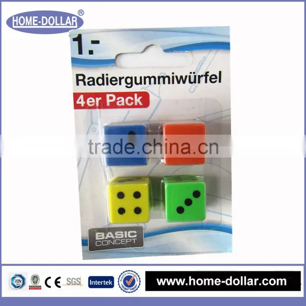Plastic Creative Stationery Dice Custom Shape Eraser for Children Study