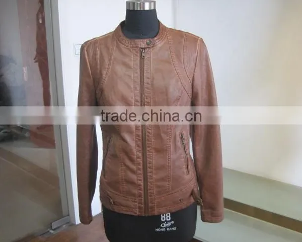 Punk Rock PU Leather Jacket Women Tops Faux Leather Autumn Coat Slim Orange Jackets Outwear Women Top 2015 Faux Leather Jacket