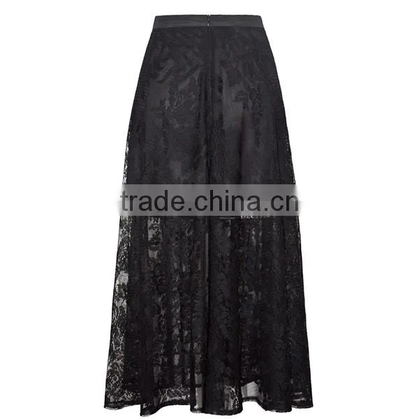 Women's Clothing Direct Factory New Fashion Hot Sexy Black Lace Latest Maxi Long Skirt Design photo-4