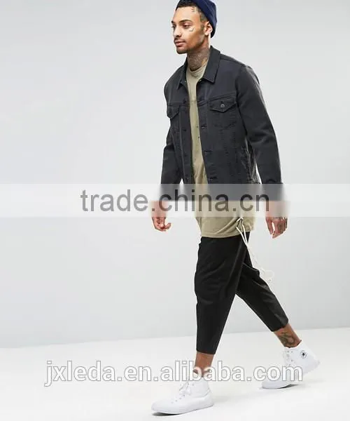 Personalized Wholesale Import Longline Distressed T-shirt Men OEM, Street Hip Hop Wear photo-4