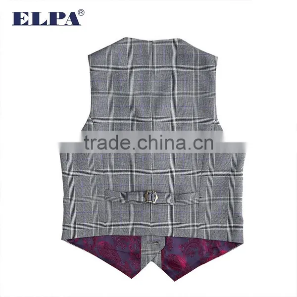 ELPA Designer Kids Clothes 3 Piece Wholesale Check Gray Boys Suits photo-6