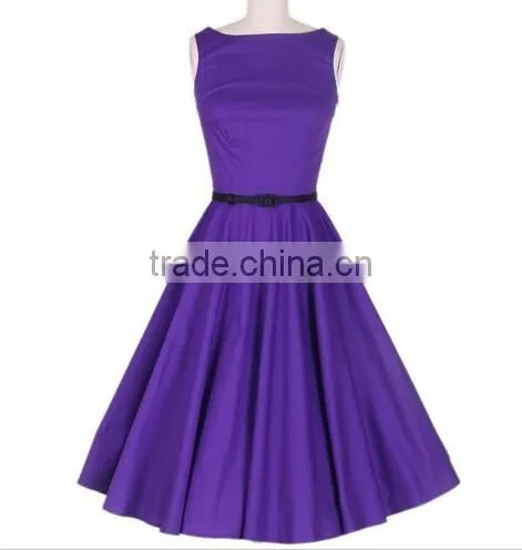 Walson Instyles Wholesale Womens Retro Audrey Hepburn Swing Dress 50s Rockabilly Party Dress Boat Neck photo-5