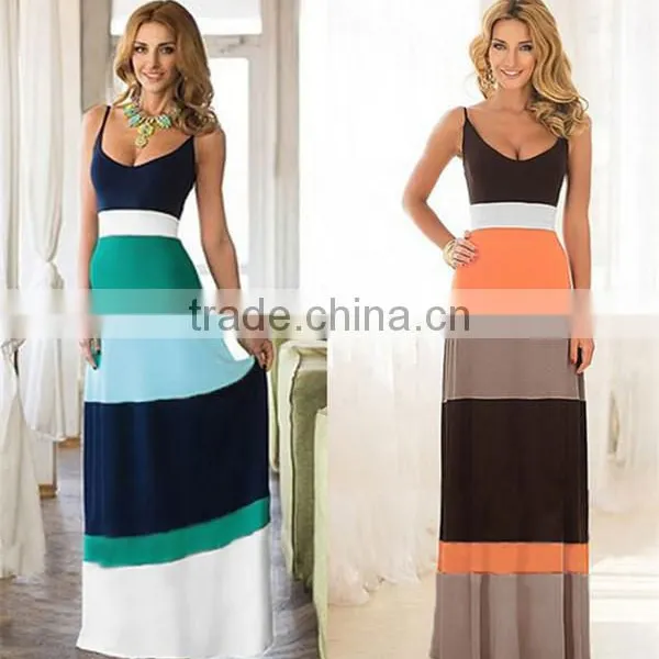 Onen Hot Sell Women Summer Dress Cotton Spaghetti Strap Slip Tube Slit Dress 2016 Summer Maxi Dress