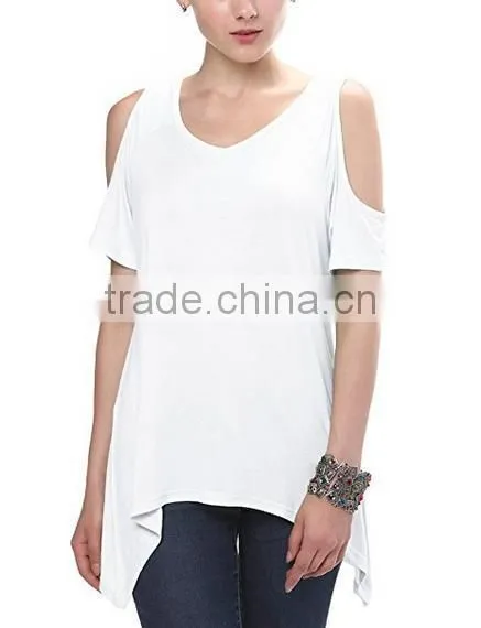 Hot Selling Womens Shoulder Off Wide Hem Design Top Shirts photo-5