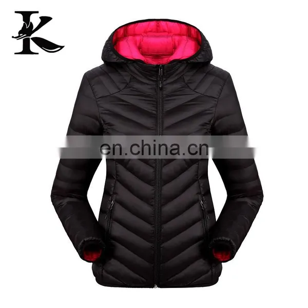 Fashion Women Dark Blue Lightweight Down Jacket With Hood photo-2