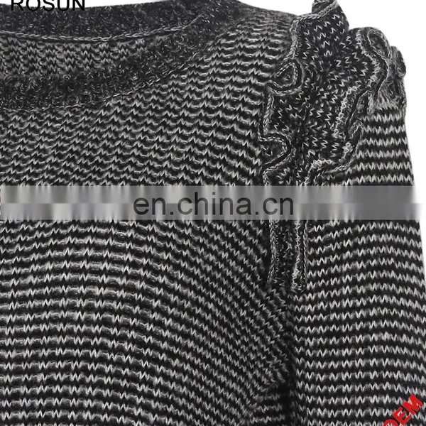 China Factory Dark Grey Long Sleeves Pleated Pullover Sweater photo-6