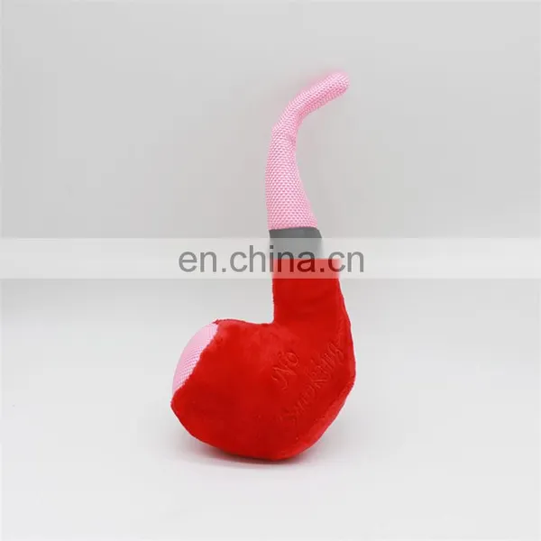 Cute Tobacco Pipe Shape Chew Stuffed Pet Toy Squeaky Pet Dog Toys Plush photo-4