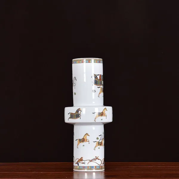 New Chinese Modern Simple Light Luxury Electroplate Ceramic Vase For Showroom TV Bench Decor photo-4