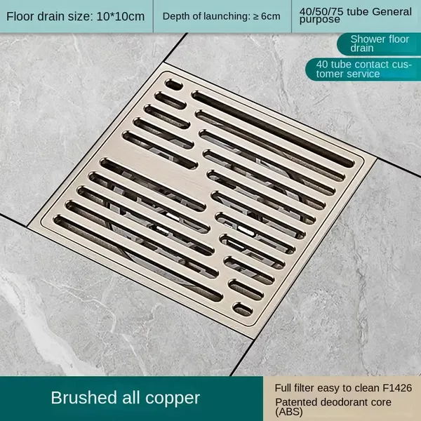 High Displacement All-Pure Copper Anti-Backflow Shower and Kitchen Bathroom Floor Drain Modern Design Deodorizing for Hotels photo-3