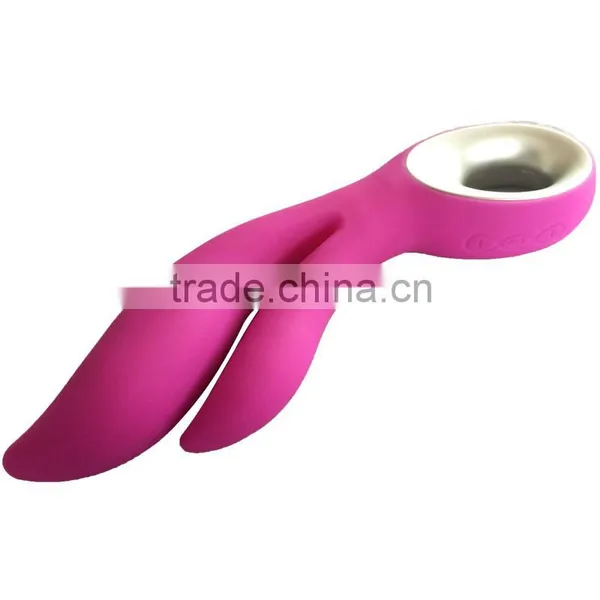 Silicone Usb Rechargeable Twin Teaser Erotic Toys Dual Stimulator Sex Toys Rabbit photo-3