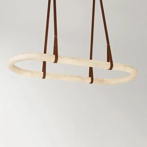 Oval Alabaster Ring Pendant – Leather Strap Integrated LED photo-4