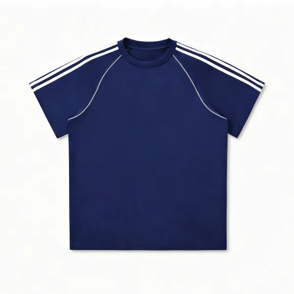 Sport Stripe Short-sleeved T-shirt With Color-block Design for Men photo-3