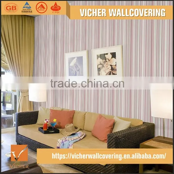 Professional Manufacturer Eco-Friendly Classic Stripe Style Style PVC Material Latest Design Waterproof Designs Wallpaper