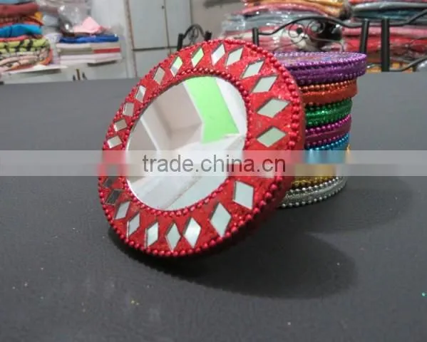 Rajasthani Indian Traditional Pocket Mini Mirror Purse Makeup Mirror photo-2