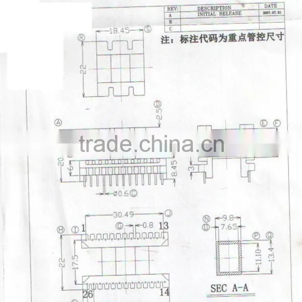 Transformer Bobbin EI28/EE28 Vertical 13+13PIN photo-5
