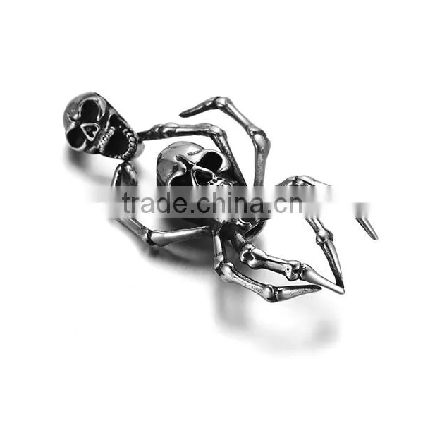 316L Stainless Steel Cremation Jewelry Double Skull Necklace Cremation Skull Pendant Supplier's Choice photo-3