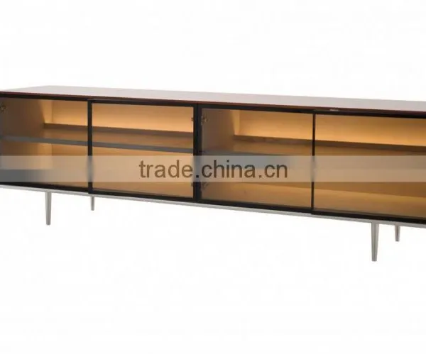 Factory Mahogany Wood Price Modern Living Room Furniture Sideboard With Warm Led Backlight photo-2