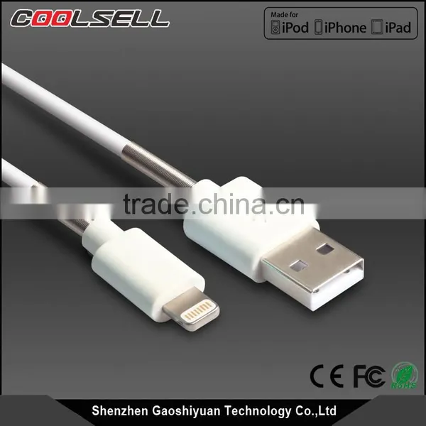 2017 New Design Fashion Injection Molding Usb Charging and Data Sync Flectional Cable With Spring Mfi Usb Cable photo-2