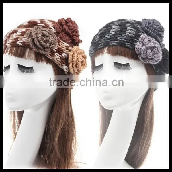Colorful Crochet Cable Knitted Headband, Jeweled Ear Warmer, Embellished Flower, Fashion Accessory photo-4