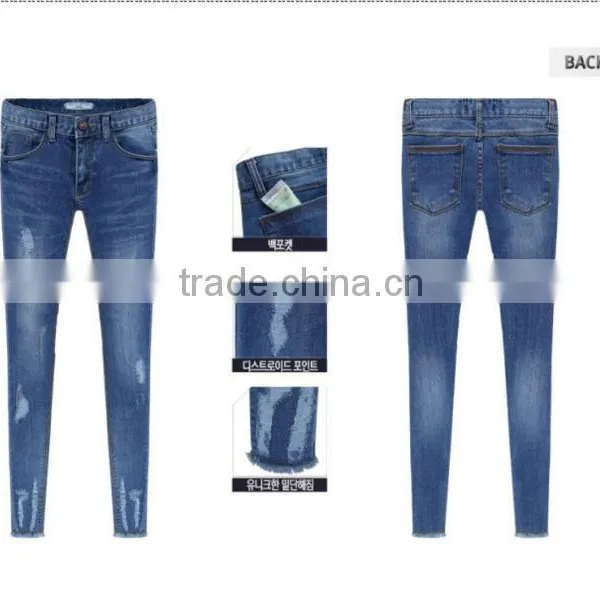 2014 Hot Sale Wholesale Women Jean Pants Denim Blue Lady Skinny Pencil Denim Jean Pants Price Cheapest Hot photo-4