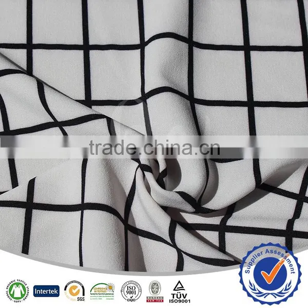 Men's t Shirt Fabric 4 Way Strench Plaid Printed Polyester Lycra Fabric