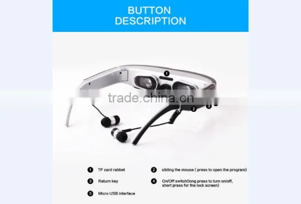 Portable Headset 98 Inch Video Glass, Android 4.4; 3D, Wifi, 8gb Ram, Dual Core, Support tf Card 32gb photo-3