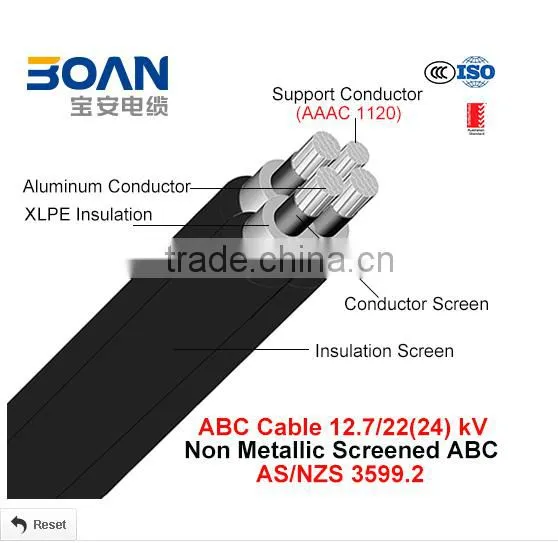 Hv ABC Aerial Bundled Cable Al/alpe+AAAC 3/C+1/C AS/NZS 3599.2