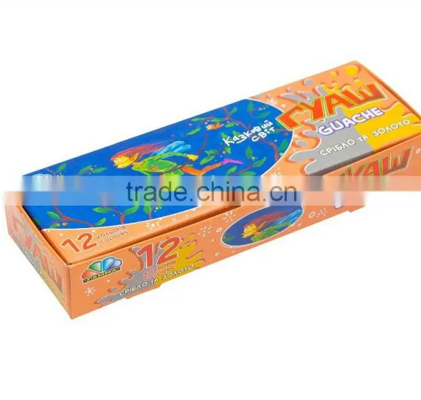 Gouache, Poster Paint, Poster Color 12 Colors, With Gold and Silver Glitter, 240 ml photo-2